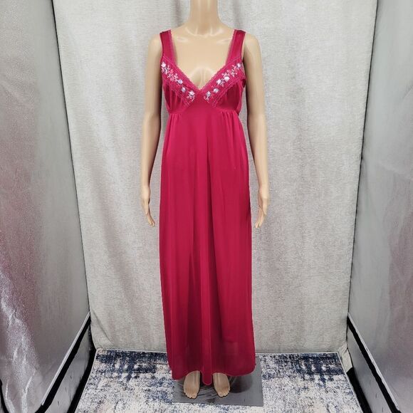 Montgomery Ward Vintage Deep Pink Nightgown and Robe Peignor Set Nylon - Picture 6 of 14